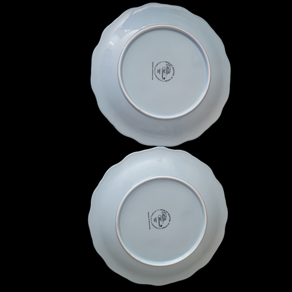 Cow Girl Lace Light Blue Dinner Plates Pioneer Women Scallop Embossed Set of 2 - Picture 5 of 8